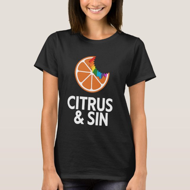 Orange med Bita och regnbåge T Shirt (Framsida)