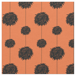 Orange med Black Pom Poms Cheerleader Mönster Tyg