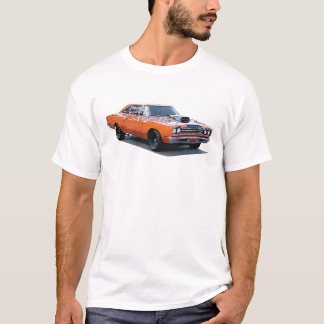 Orange med den svart randPlymouth roadrunner.en Tee Shirt (Framsida)