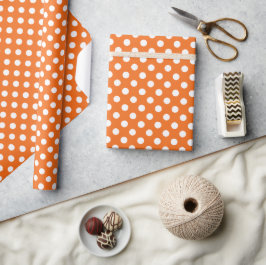 Orange med Papper vitpolka-punktsfigursättning Presentpapper