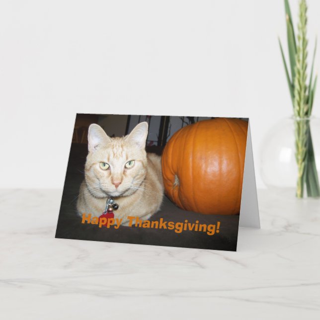 Orange med Pumpkin Happy thanksgiving-kort Helgkort (Framsida)