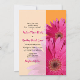 Orange med Rosa Gerbera Daisy bröllopsinbjudan Inbjudningar