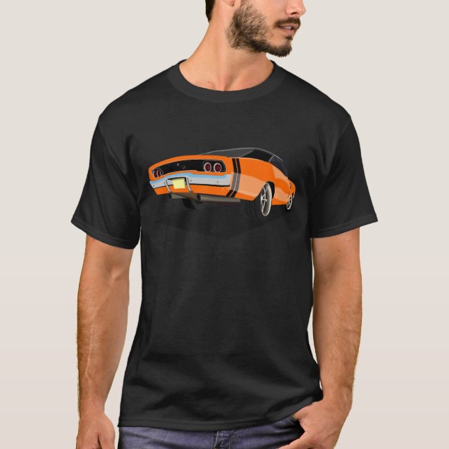 Orange med svart rand 68 uppladdare tee (Framsida)