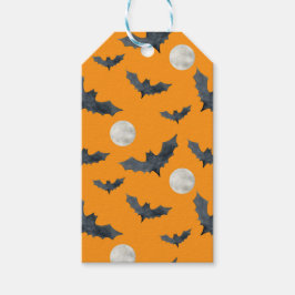 ORANGE MED SVARTA HALLOWEEN-FLÄDROMSDÄCK & MAANAR PRESENTETIKETT