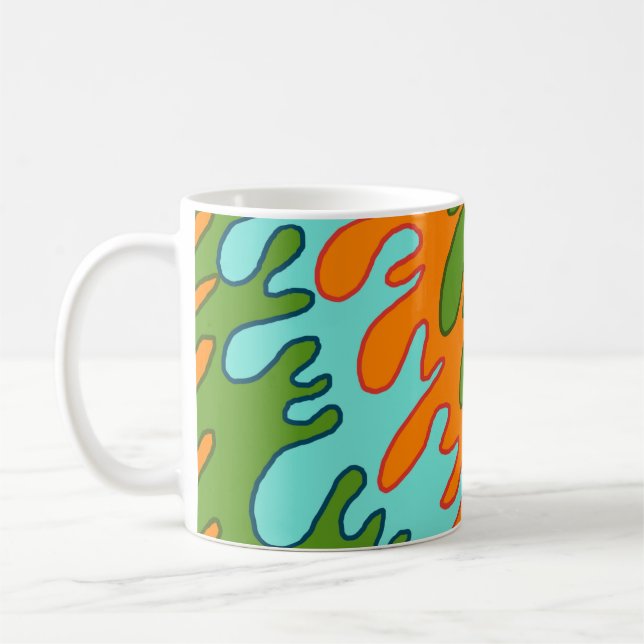 Orange med tre Gröntar Vätskerettenhet Rand Y2K Mö Kaffemugg (Vänster)