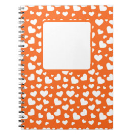 ORANGE MED VITA VALENTINA KÄRLEK HJÄRTOR ANTECKNINGSBOK