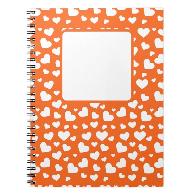 ORANGE MED VITA VALENTINA KÄRLEK HJÄRTOR ANTECKNINGSBOK (Framsidan)