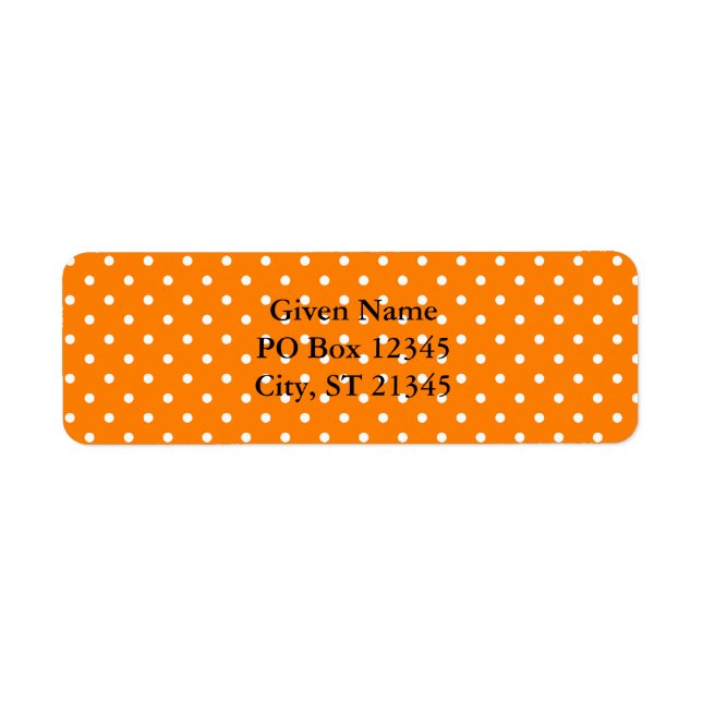 Orange med White Polka dots Returadress Etikett (Framsidan)