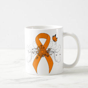 Orange medvetenhetband med fjärilen kaffemugg