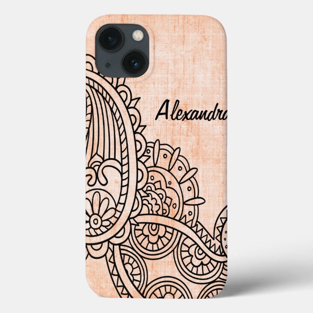 Orange Mehndi Motif iPad Case (Baksida)