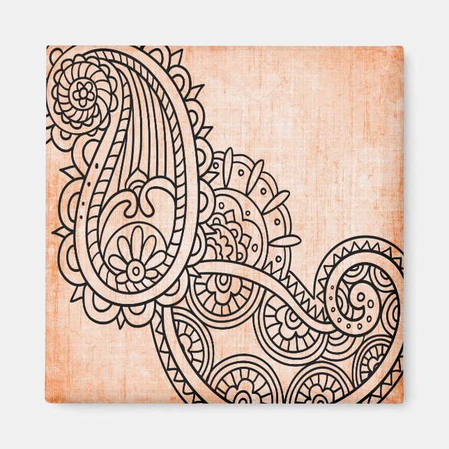 Orange Mehndi Motif Magnet (Framsidan)