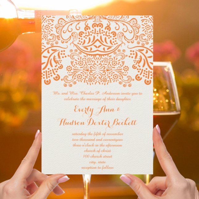 Orange Mehndi Snöre Bohemian Wedding bjudande in Inbjudningar (Skapare uppladdad)