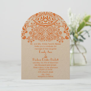 Orange Mehndi Snöre Mönster bröllopsinbjudan Inbjudningar