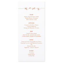 Orange-meny för enkel modern kalligrafi