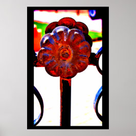 Orange Metall Flower Poster