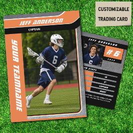 Orange Metall Lacrosse Spelar Tradingkort