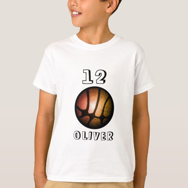 Orange Metallic Basketball Boll Boy T Shirt (Framsida)