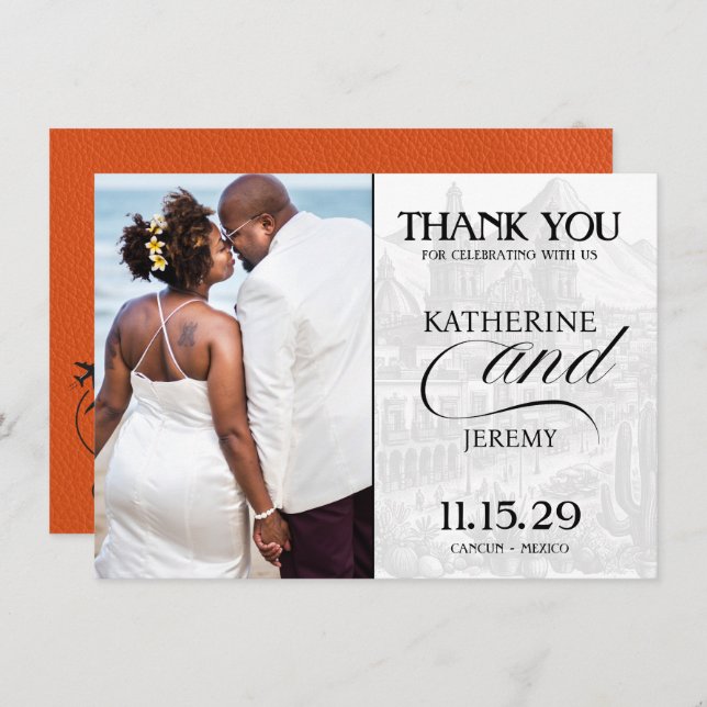 Orange Mexiko Passport Tack Kort (Fram/baksida)