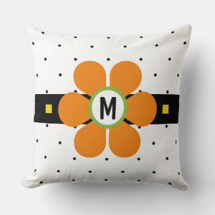 Orange Mid Century Modern Blomkraft Kudde