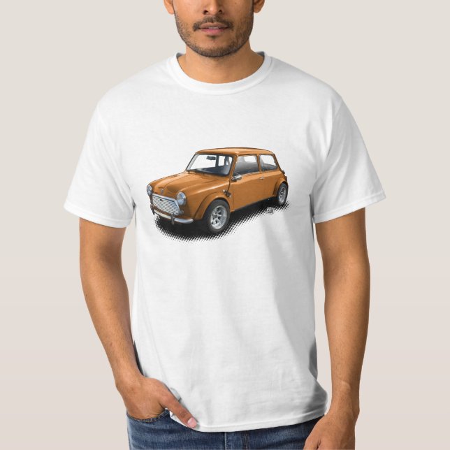 Orange mini- bil för klassiker på vitT-tröja T-shirt (Framsida)