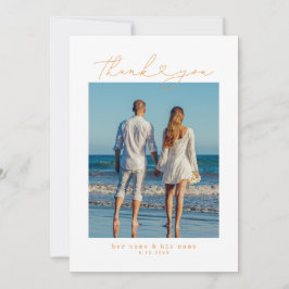 Orange | Minimalistisk enkel skript Heart Bröllop Tack Kort