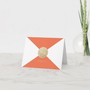 Orange minimalistisk modern tack efter bröllop kort