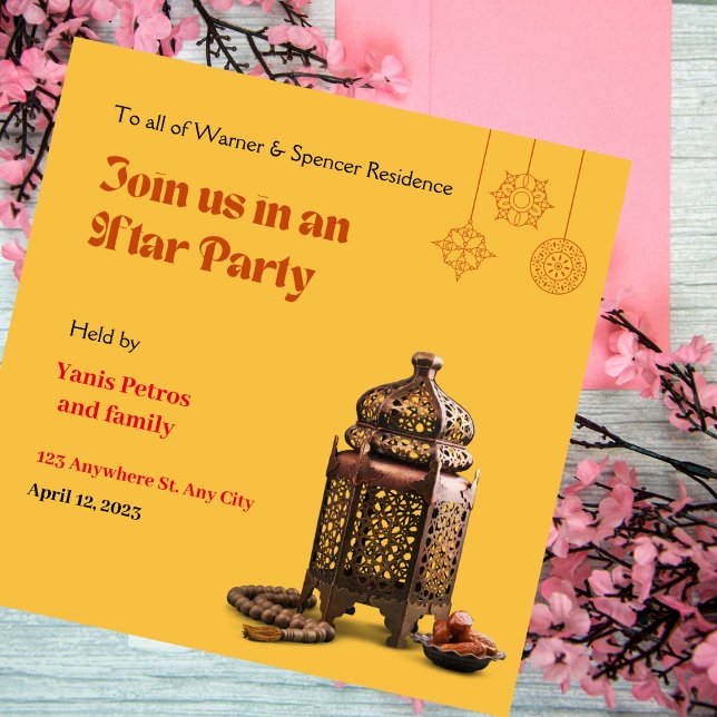 Orange minimalistisk Ramadan Iftar-inbjudan Inbjudningar (Skapare uppladdad)