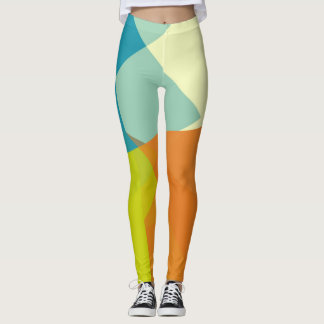 Orange Mint Lime Modern Geometric Mönster Leggings