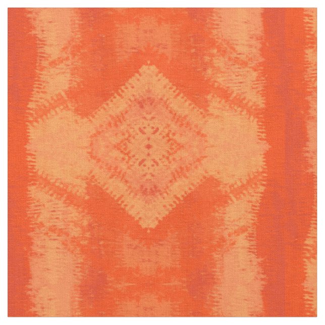 Orange Mix Ikat Tribal Diamond Mönster Tyg (Närbild)