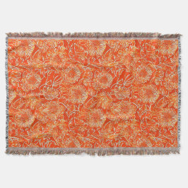 Orange mjuka blommor filt