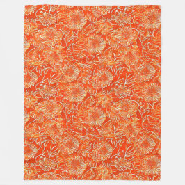 Orange mjuka blommor fleecefilt