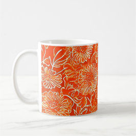 Orange mjuka blommor kaffemugg
