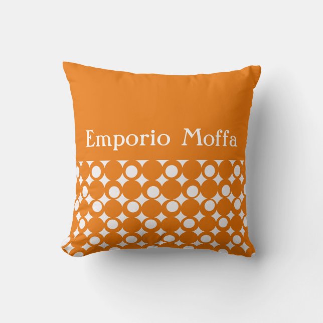 Orange Mod Boll Design @ Emporio Moffa w/text Kudde (Framsida)