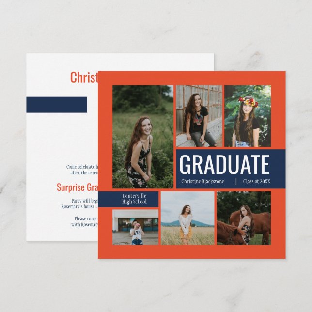 Orange Modern 6 Photo Studenten | ANPASSNINGSBAR F (Fram/baksida)