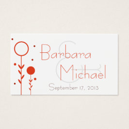 Orange Modern Blommigt Dot Simple Wedding Favor Mä Visitkort