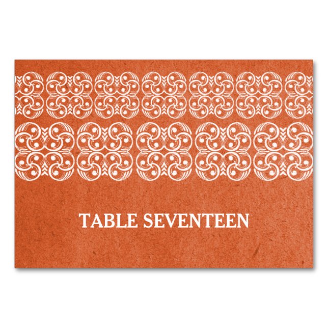 Orange Modern Bohemian Bord Card Bordsnummer (Framsidan)