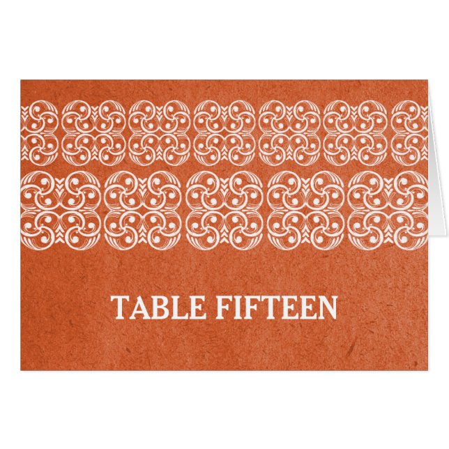 Orange Modern Bohemian Bordsnummer Card Hälsningskort (Framsidan Horizontal)