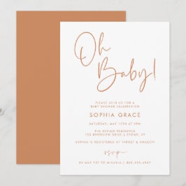 Orange Modern Boho Gender Neutral Baby Shower Inbjudningar