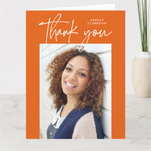 Orange Modern Calligraphy Photo Studenten-mapp Tack Kort