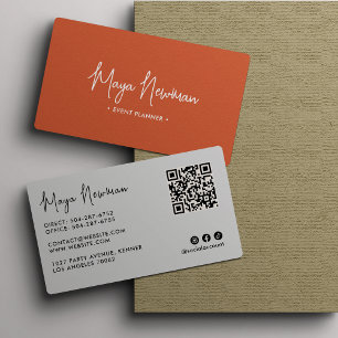ORANGE Modern Elegant - minimalt QR-kodKreativ Visitkort