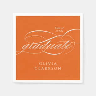 Orange Modern Elegant Script-Studentfest Pappersservett
