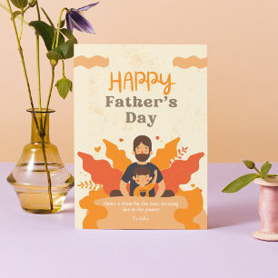 Orange Modern Far och son LYCKLIG FARS DAG Kort