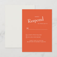 Orange Modern Font Vit Text Bröllop RSVP