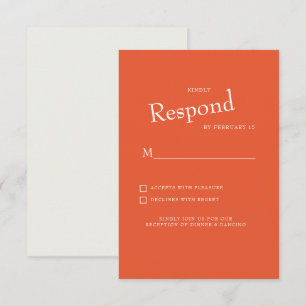 Orange Modern Font Vit Text Bröllop RSVP OSA Kort