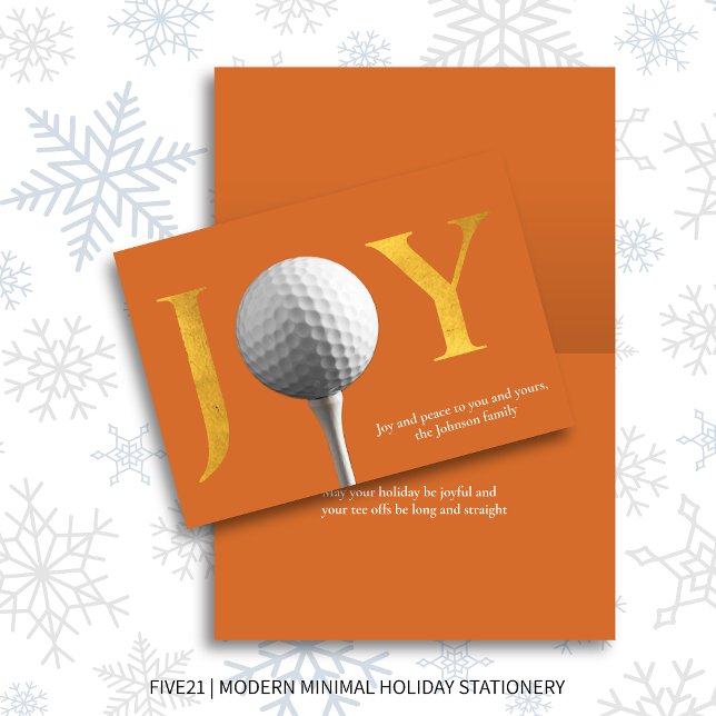 Orange Modern Golf Joy & Peace Foldad jul Helgkort (Skapare uppladdad)