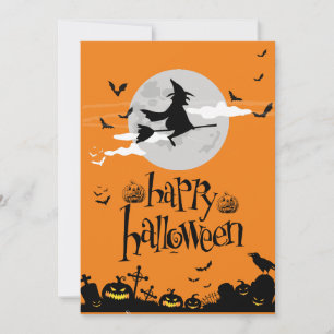 Orange modern lycklig hallowen inbjudningar