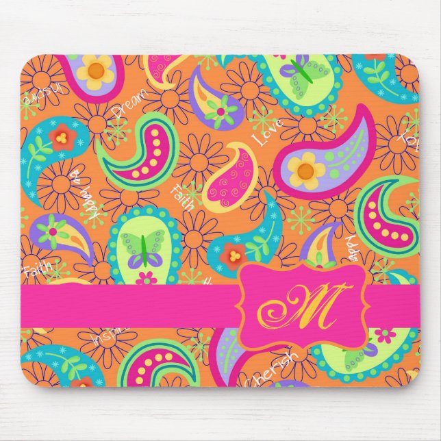 Orange Modern Paisley Stollig Mönster Musmatta (Framsidan)