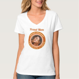 Orange Modern Photo Proud Mom Graduation T Shirt