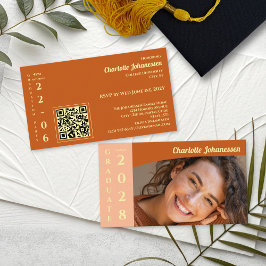 Orange Modern Photo  QR Code Graduation Party  Tilläggskort