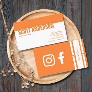 Orange Modern Social Media Visitkort